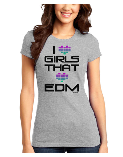 I Heart Girls That Heart EDM Juniors T-Shirt-Womens Juniors T-Shirt-TooLoud-Ash-Gray-Juniors Fitted X-Small-Davson Sales