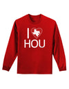 I Heart Houston Adult Long Sleeve Dark T-Shirt-TooLoud-Red-Small-Davson Sales