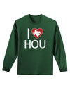 I Heart Houston Adult Long Sleeve Dark T-Shirt-TooLoud-Dark-Green-Small-Davson Sales