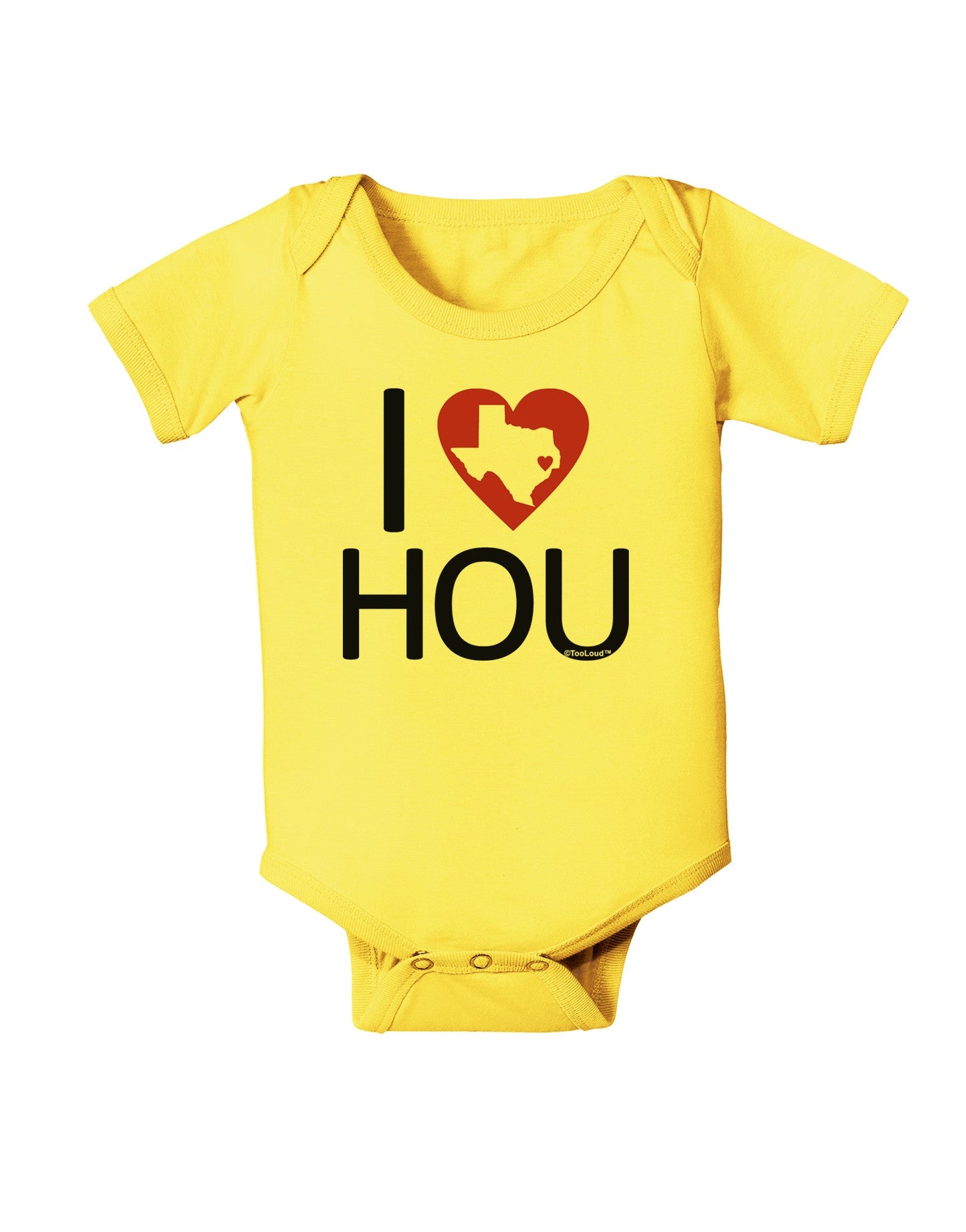 I Heart Houston Baby Romper Bodysuit-Baby Romper-TooLoud-Yellow-06-Months-Davson Sales