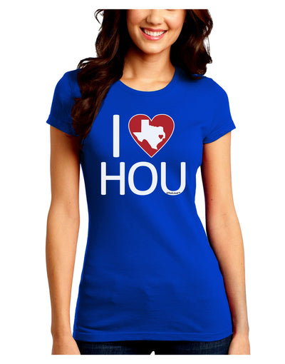 I Heart Houston Juniors Petite Crew Dark T-Shirt-T-Shirts Juniors Tops-TooLoud-Royal-Blue-Juniors Fitted Small-Davson Sales