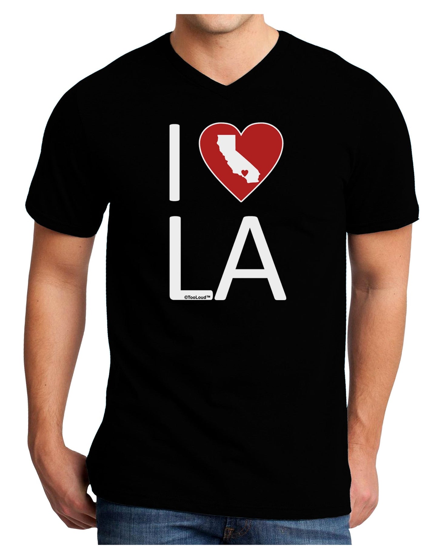 I Heart Los Angeles Adult Dark V-Neck T-Shirt-Mens V-Neck T-Shirt-TooLoud-Black-Small-Davson Sales