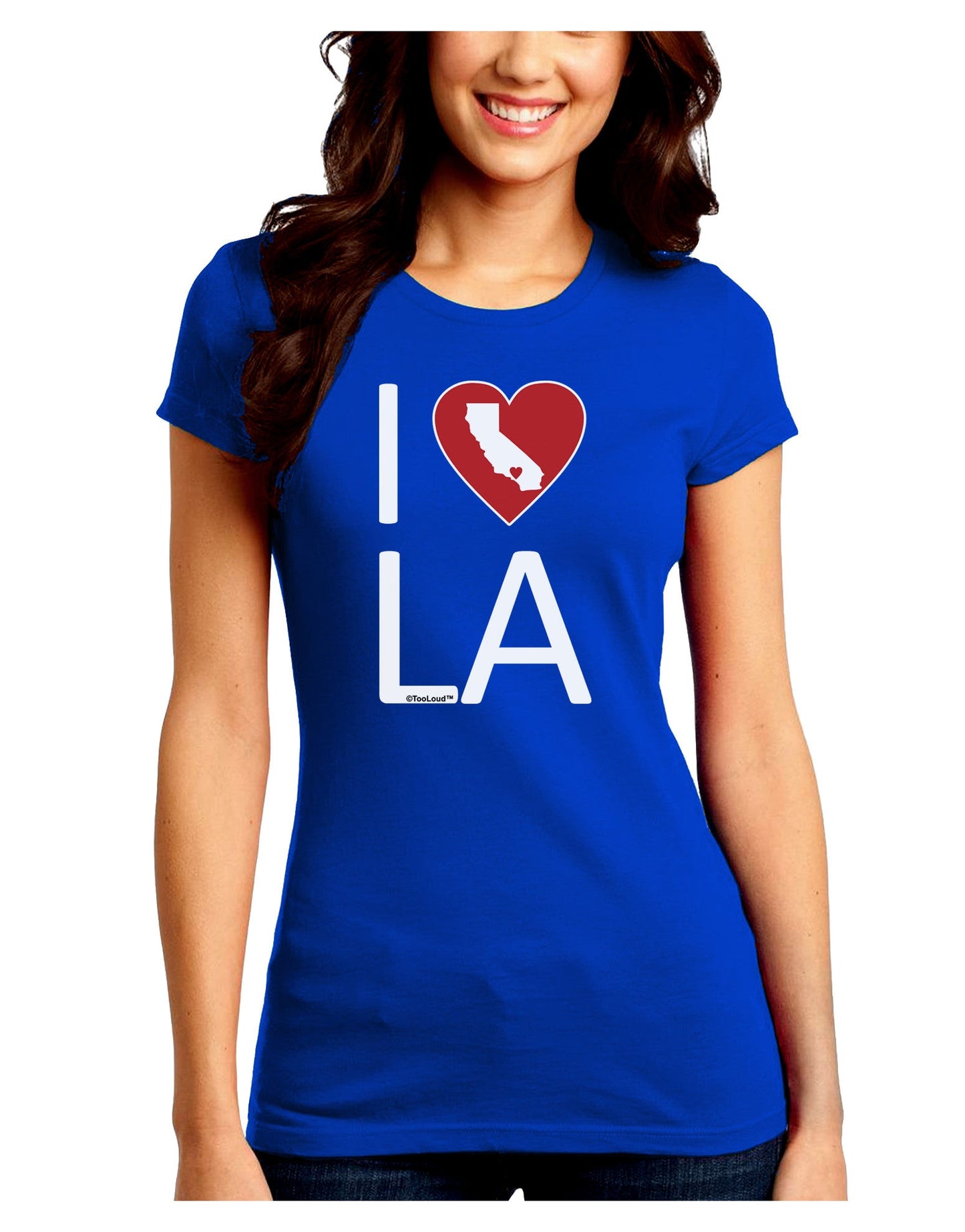 I Heart Los Angeles Juniors Petite Crew Dark T-Shirt-T-Shirts Juniors Tops-TooLoud-Royal-Blue-Juniors Fitted Small-Davson Sales