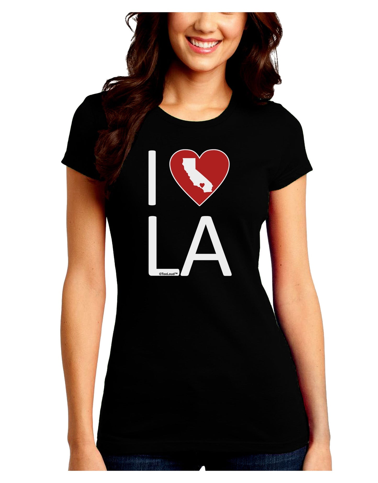 I Heart Los Angeles Juniors Petite Crew Dark T-Shirt-T-Shirts Juniors Tops-TooLoud-Black-Juniors Fitted Small-Davson Sales