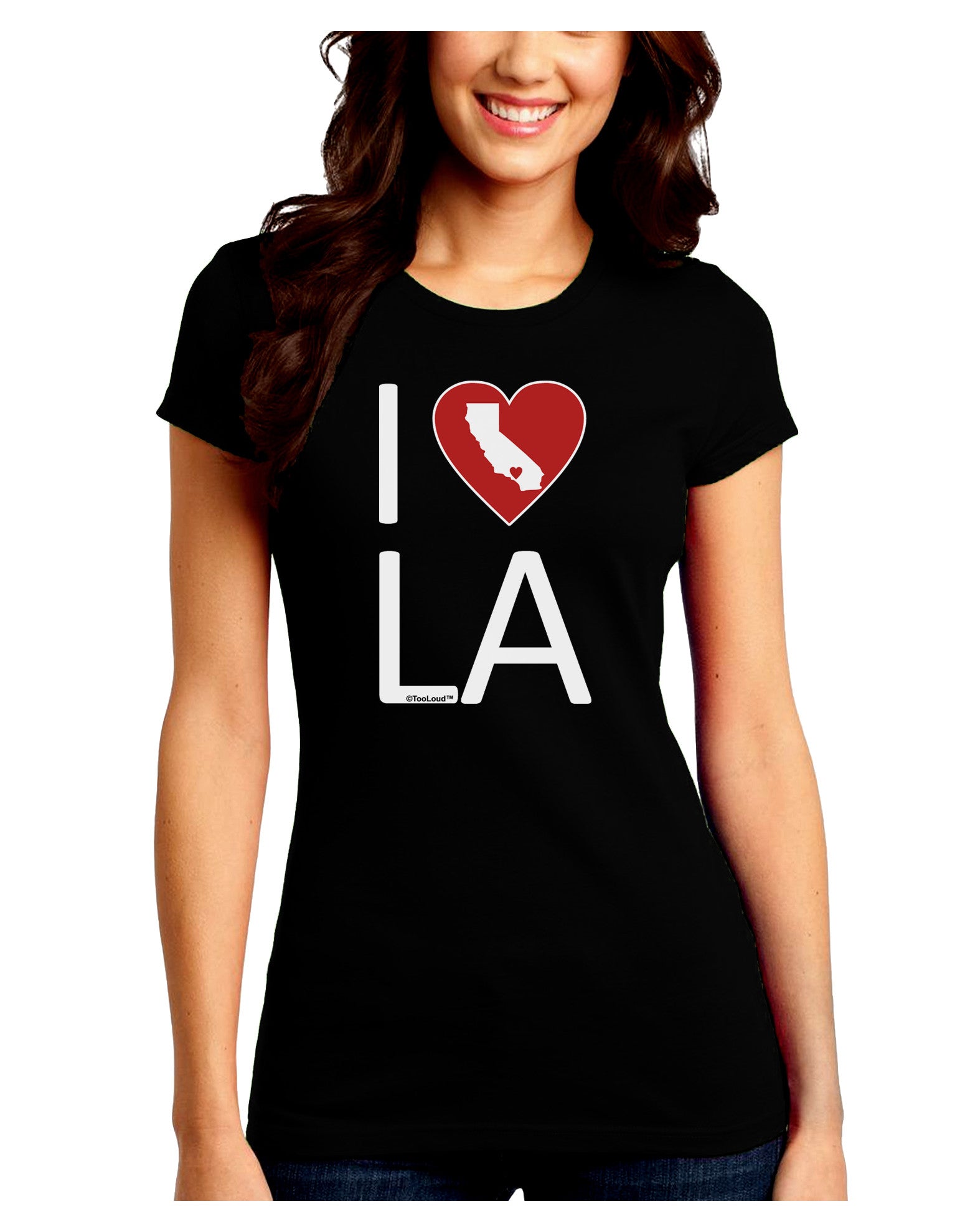 I Heart Los Angeles Juniors Petite Crew Dark T-Shirt-T-Shirts Juniors Tops-TooLoud-Black-Juniors Fitted Small-Davson Sales