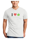 I Heart Marijuana Leaf Adult V-Neck T-shirt-Mens V-Neck T-Shirt-TooLoud-White-Small-Davson Sales