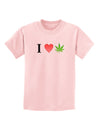 I Heart Marijuana Leaf Childrens T-Shirt-Childrens T-Shirt-TooLoud-PalePink-X-Small-Davson Sales