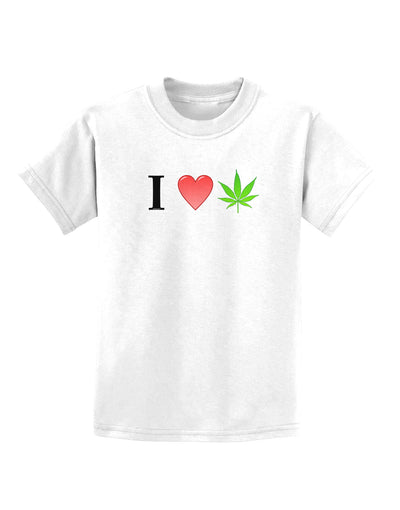 I Heart Marijuana Leaf Childrens T-Shirt-Childrens T-Shirt-TooLoud-White-X-Small-Davson Sales