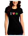 I Heart Marijuana Leaf Juniors Crew Dark T-Shirt-T-Shirts Juniors Tops-TooLoud-Black-Juniors Fitted Small-Davson Sales