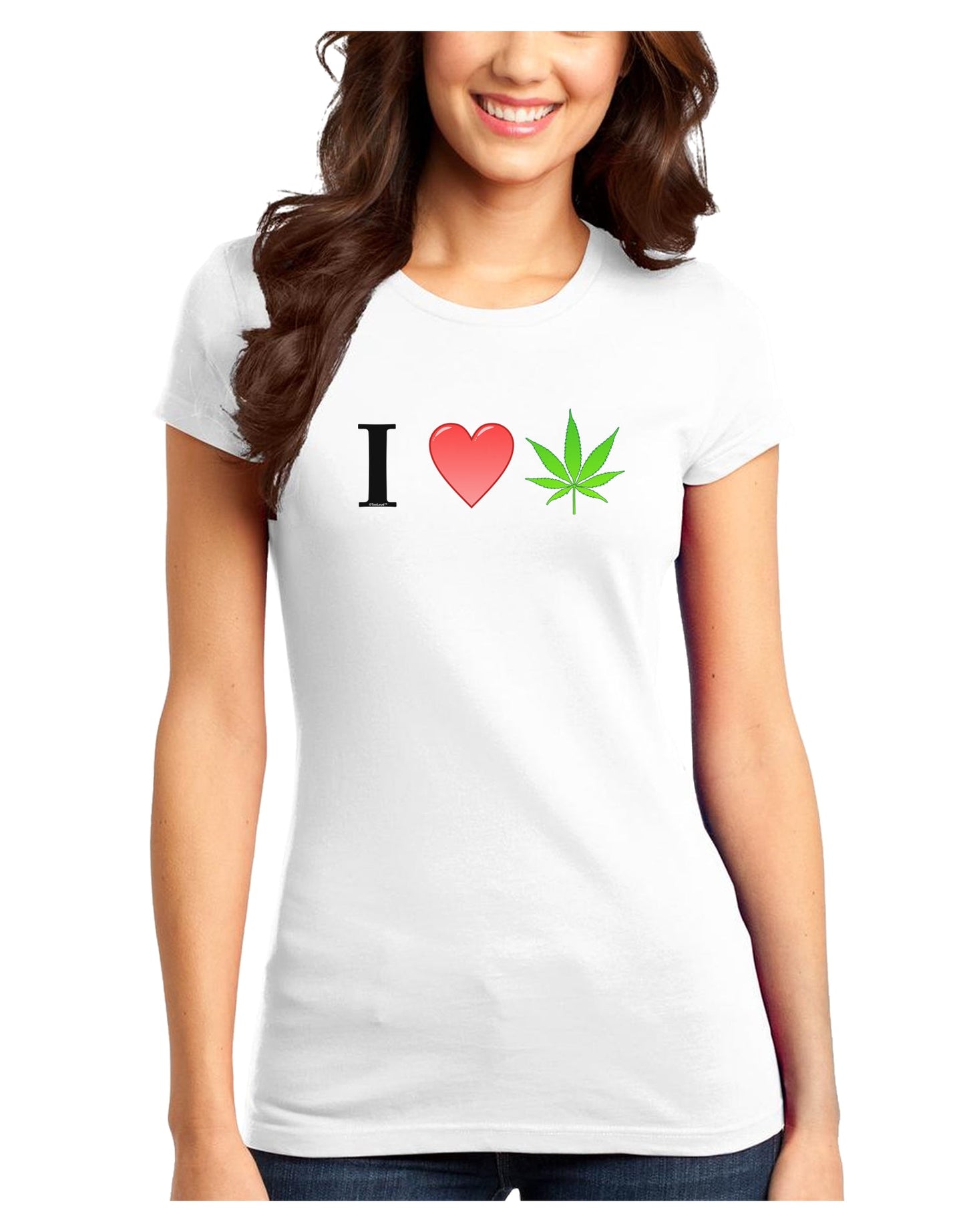 I Heart Marijuana Leaf Juniors T-Shirt-Womens Juniors T-Shirt-TooLoud-White-Juniors Fitted XS-Davson Sales