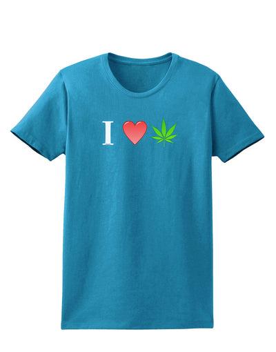 I Heart Marijuana Leaf Womens Dark T-Shirt-Womens T-Shirt-TooLoud-Turquoise-X-Small-Davson Sales