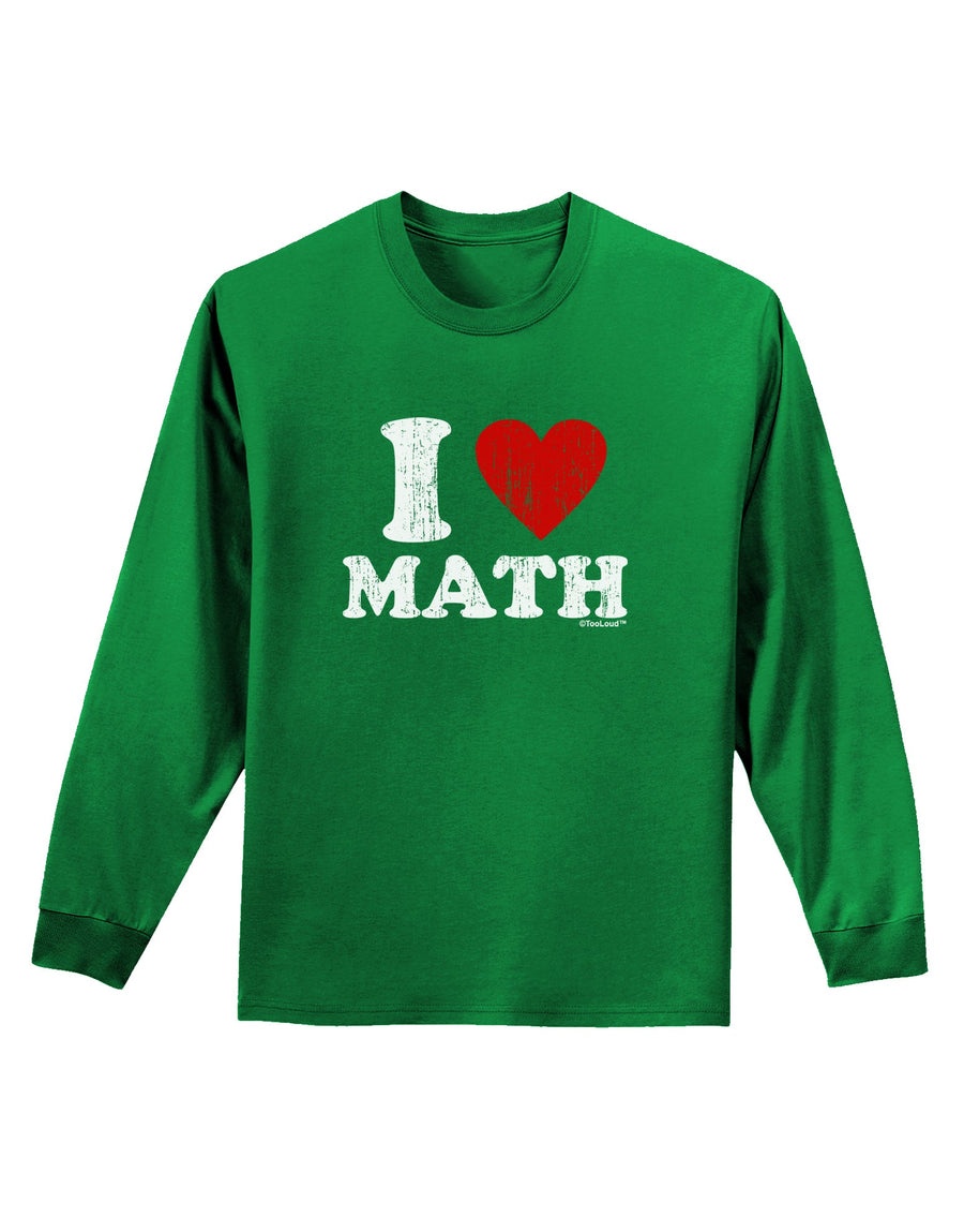 I Heart Math Distressed Adult Long Sleeve Dark T-Shirt by TooLoud-Wall Clock-TooLoud-Black-Small-Davson Sales