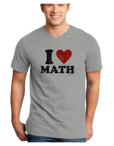 I Heart Math Distressed Adult V-Neck T-shirt by TooLoud-Mens V-Neck T-Shirt-TooLoud-HeatherGray-Small-Davson Sales