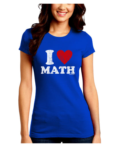 I Heart Math Distressed Juniors Crew Dark T-Shirt by TooLoud-T-Shirts Juniors Tops-TooLoud-Royal-Blue-Juniors Fitted Small-Davson Sales