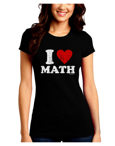 I Heart Math Distressed Juniors Crew Dark T-Shirt by TooLoud-T-Shirts Juniors Tops-TooLoud-Black-Juniors Fitted Small-Davson Sales