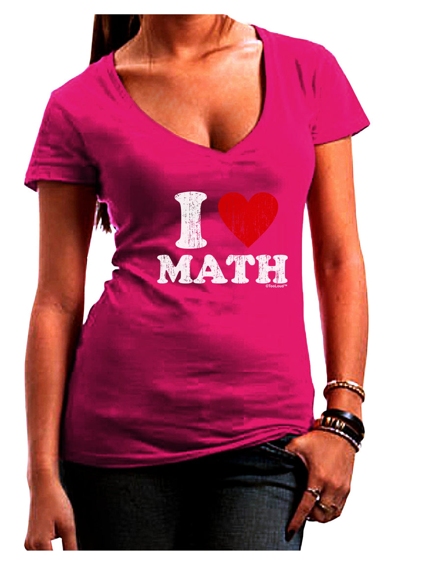 I Heart Math Distressed Juniors V-Neck Dark T-Shirt by TooLoud-Womens V-Neck T-Shirts-TooLoud-Black-Juniors Fitted Small-Davson Sales