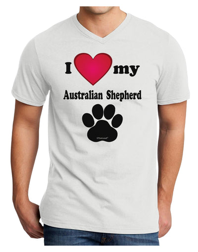 I Heart My Australian Shepherd Adult V-Neck T-shirt by TooLoud-Mens V-Neck T-Shirt-TooLoud-White-Small-Davson Sales