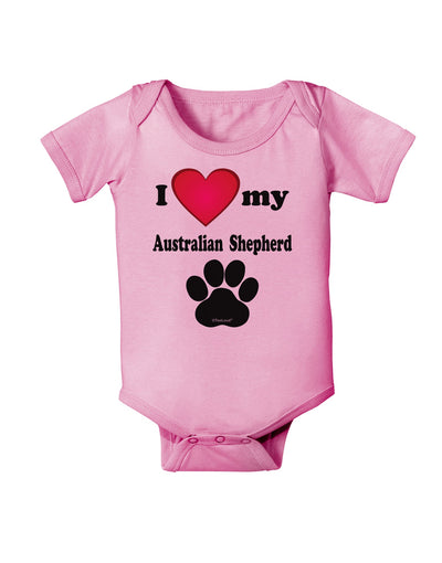 I Heart My Australian Shepherd Baby Romper Bodysuit by TooLoud-TooLoud-Pink-06-Months-Davson Sales