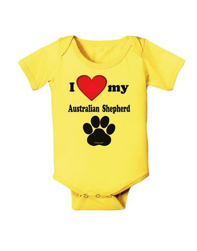 I Heart My Australian Shepherd Baby Romper Bodysuit by TooLoud-TooLoud-Yellow-06-Months-Davson Sales