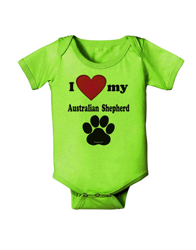 I Heart My Australian Shepherd Baby Romper Bodysuit by TooLoud-TooLoud-Lime-06-Months-Davson Sales
