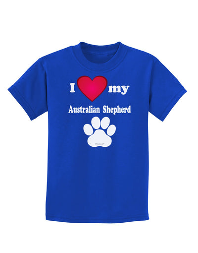 I Heart My Australian Shepherd Childrens Dark T-Shirt by TooLoud-Childrens T-Shirt-TooLoud-Royal-Blue-X-Small-Davson Sales