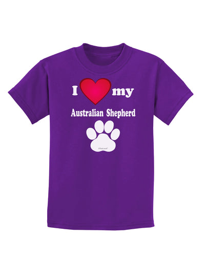 I Heart My Australian Shepherd Childrens Dark T-Shirt by TooLoud-Childrens T-Shirt-TooLoud-Purple-X-Small-Davson Sales