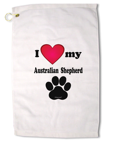 I Heart My Australian Shepherd Premium Cotton Golf Towel - 16 x 25 inch by TooLoud-Golf Towel-TooLoud-16x25"-Davson Sales