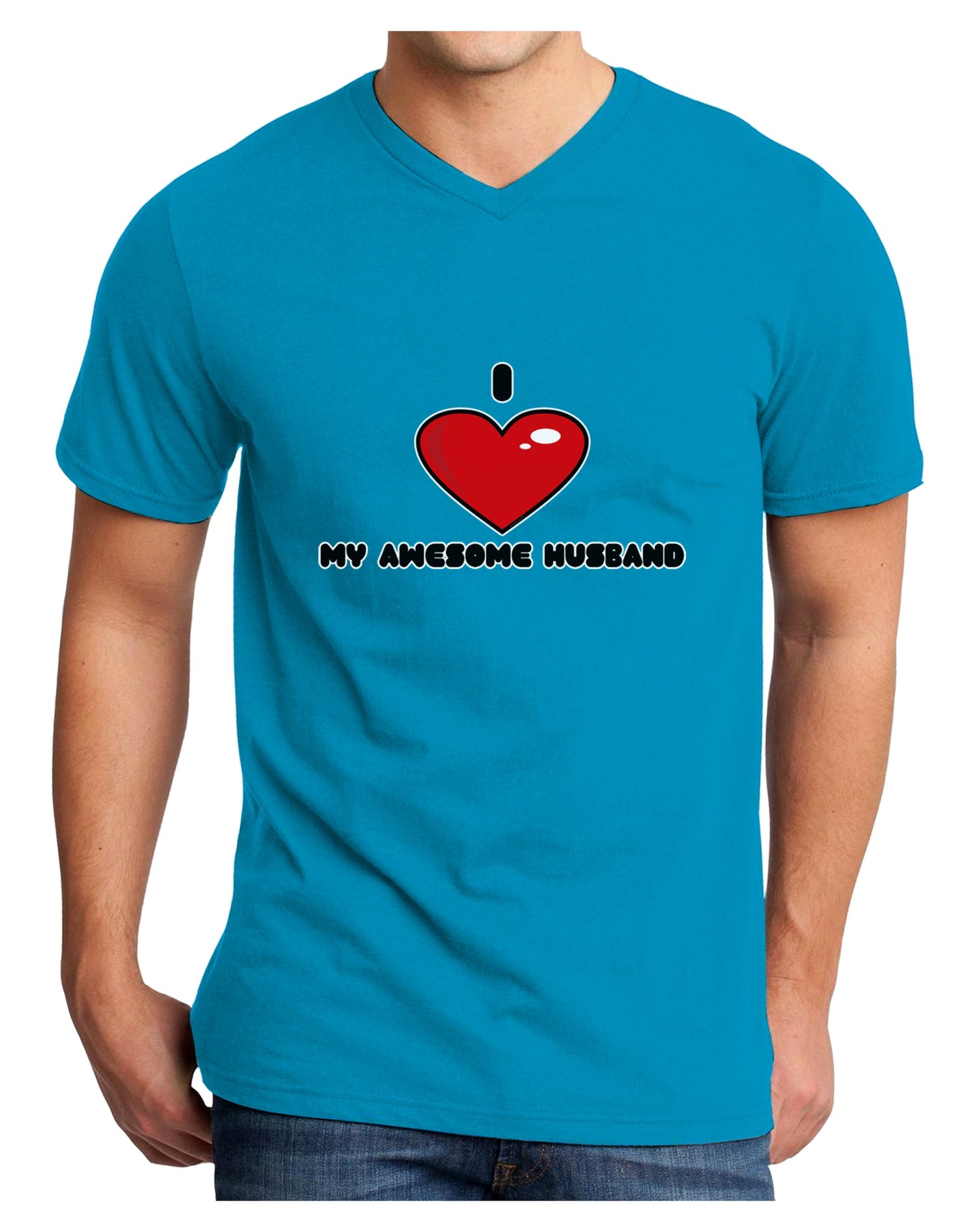 I Heart My Awesome Husband Adult Dark V-Neck T-Shirt by TooLoud-TooLoud-Turquoise-Small-Davson Sales