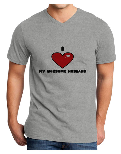 I Heart My Awesome Husband Adult V-Neck T-shirt by TooLoud-Mens V-Neck T-Shirt-TooLoud-HeatherGray-Small-Davson Sales