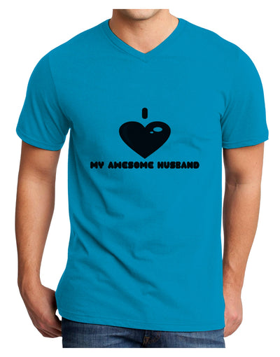 I Heart My Awesome Husband Adult V-Neck T-shirt by TooLoud-Mens V-Neck T-Shirt-TooLoud-Turquoise-Small-Davson Sales