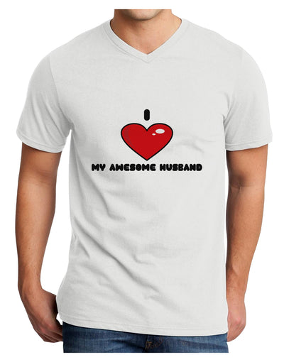 I Heart My Awesome Husband Adult V-Neck T-shirt by TooLoud-Mens V-Neck T-Shirt-TooLoud-White-Small-Davson Sales