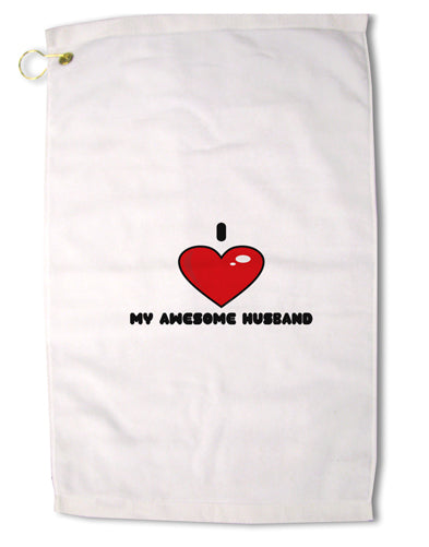 I Heart My Awesome Husband Premium Cotton Golf Towel - 16 x 25 inch by TooLoud-Golf Towel-TooLoud-16x25"-Davson Sales