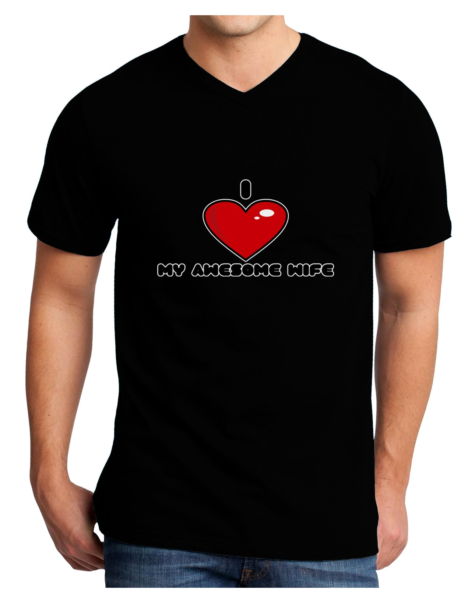 I Heart My Awesome Wife Adult Dark V-Neck T-Shirt by TooLoud-TooLoud-Black-Small-Davson Sales