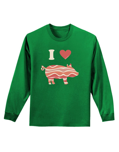 I Heart My Bacon Pig Silhouette Adult Long Sleeve Dark T-Shirt by TooLoud-TooLoud-Kelly-Green-Small-Davson Sales