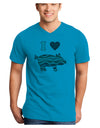 I Heart My Bacon Pig Silhouette Adult V-Neck T-shirt by TooLoud-Mens V-Neck T-Shirt-TooLoud-Turquoise-Small-Davson Sales