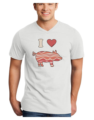 I Heart My Bacon Pig Silhouette Adult V-Neck T-shirt by TooLoud-Mens V-Neck T-Shirt-TooLoud-White-Small-Davson Sales