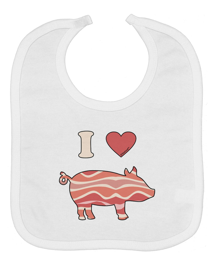 I Heart My Bacon Pig Silhouette Baby Bib by TooLoud