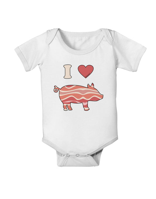 I Heart My Bacon Pig Silhouette Baby Romper Bodysuit by TooLoud-TooLoud-White-06-Months-Davson Sales