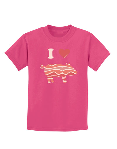 I Heart My Bacon Pig Silhouette Childrens Dark T-Shirt by TooLoud-Childrens T-Shirt-TooLoud-Sangria-X-Small-Davson Sales