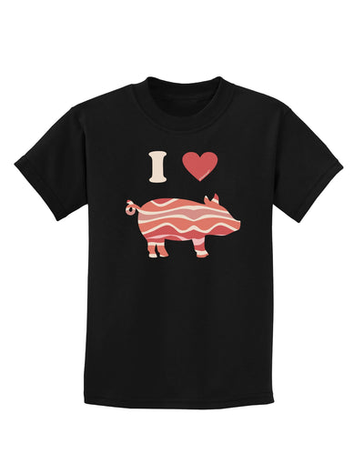 I Heart My Bacon Pig Silhouette Childrens Dark T-Shirt by TooLoud-Childrens T-Shirt-TooLoud-Black-X-Small-Davson Sales