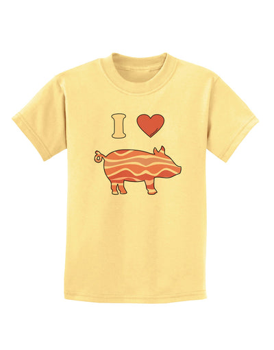 I Heart My Bacon Pig Silhouette Childrens T-Shirt by TooLoud-Childrens T-Shirt-TooLoud-Daffodil-Yellow-X-Small-Davson Sales