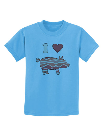 I Heart My Bacon Pig Silhouette Childrens T-Shirt by TooLoud-Childrens T-Shirt-TooLoud-Aquatic-Blue-X-Small-Davson Sales