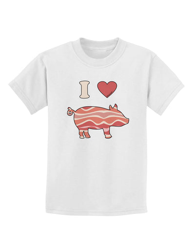 I Heart My Bacon Pig Silhouette Childrens T-Shirt by TooLoud-Childrens T-Shirt-TooLoud-White-X-Small-Davson Sales