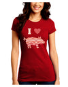 I Heart My Bacon Pig Silhouette Juniors Crew Dark T-Shirt by TooLoud-T-Shirts Juniors Tops-TooLoud-Red-Juniors Fitted Small-Davson Sales