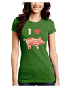 I Heart My Bacon Pig Silhouette Juniors Crew Dark T-Shirt by TooLoud-T-Shirts Juniors Tops-TooLoud-Kiwi-Green-Juniors Fitted X-Small-Davson Sales