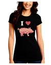 I Heart My Bacon Pig Silhouette Juniors Crew Dark T-Shirt by TooLoud-T-Shirts Juniors Tops-TooLoud-Black-Juniors Fitted Small-Davson Sales