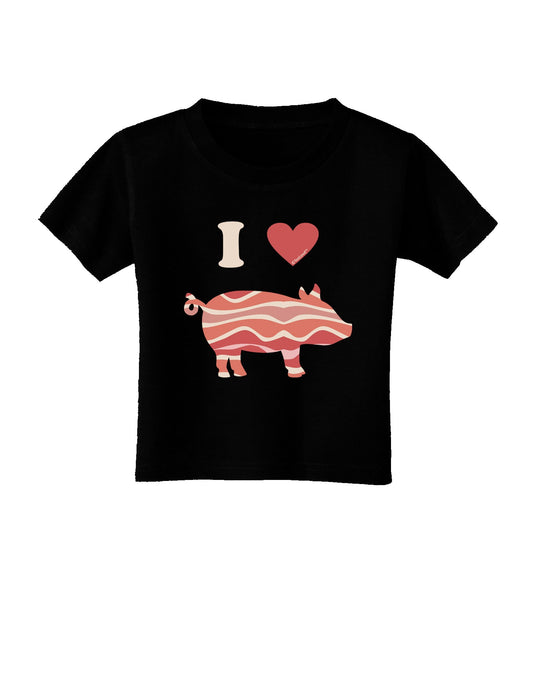 I Heart My Bacon Pig Silhouette Toddler T-Shirt Dark by TooLoud-Toddler T-Shirt-TooLoud-Black-2T-Davson Sales