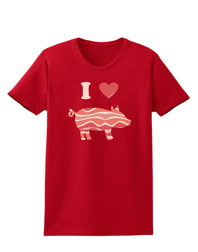 I Heart My Bacon Pig Silhouette Womens Dark T-Shirt by TooLoud-TooLoud-Red-X-Small-Davson Sales