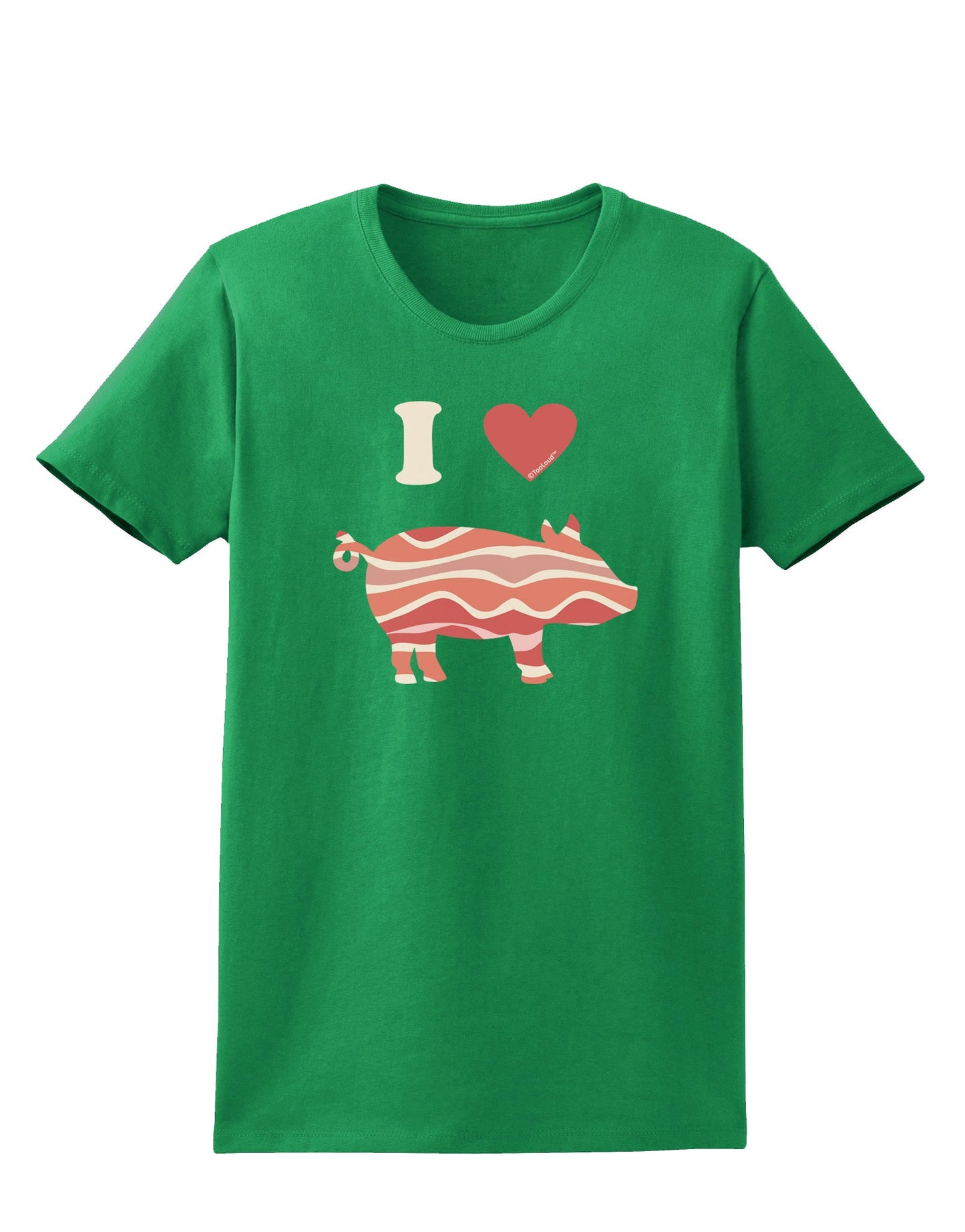 I Heart My Bacon Pig Silhouette Womens Dark T-Shirt by TooLoud-TooLoud-Kelly-Green-X-Small-Davson Sales