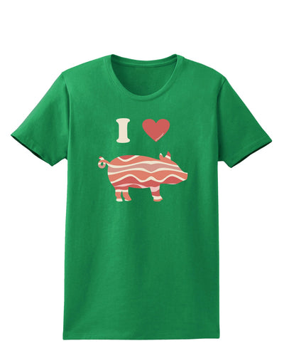 I Heart My Bacon Pig Silhouette Womens Dark T-Shirt by TooLoud-TooLoud-Kelly-Green-X-Small-Davson Sales